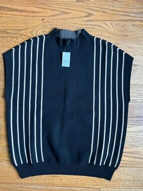 Ann Taylor Striped Mock Neck Sweater Vest | Size M | NWT
